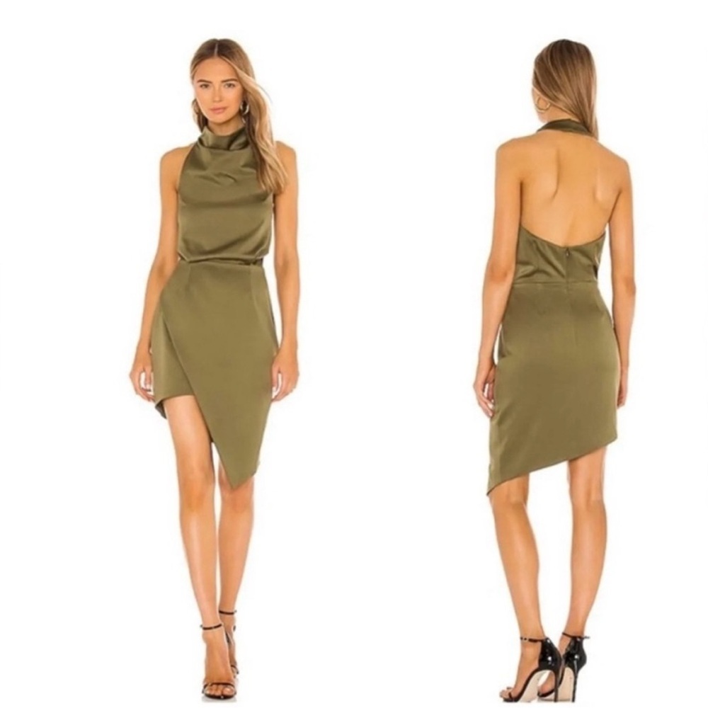 Elliatt Camo Halter Mini Dress Women’s Size Medium Asymmetric Olive Green